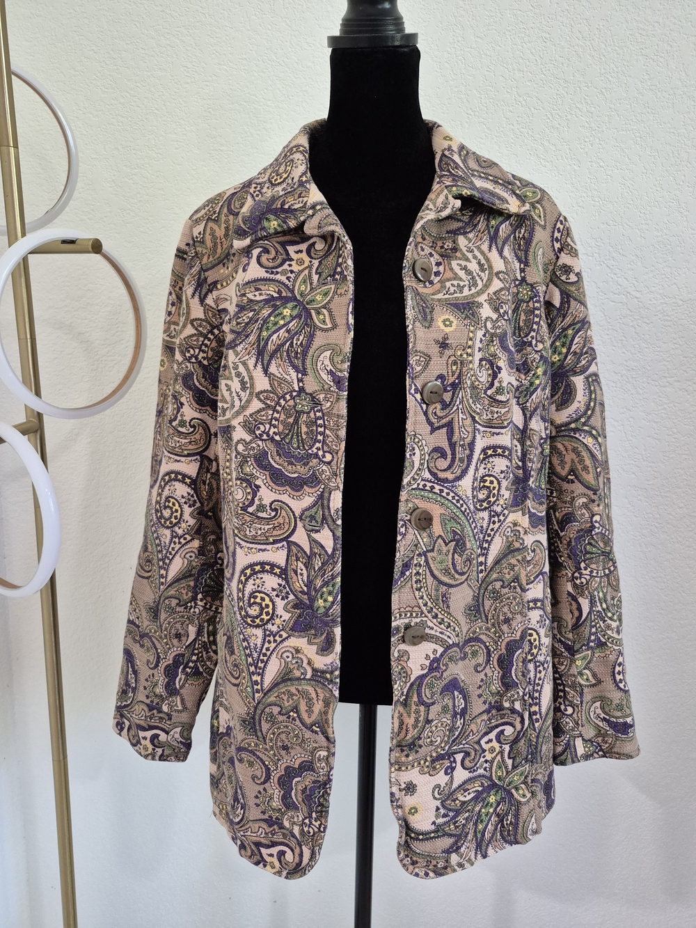 Coldwater Creek Pink Paisley Button-Front Blazer Jacket